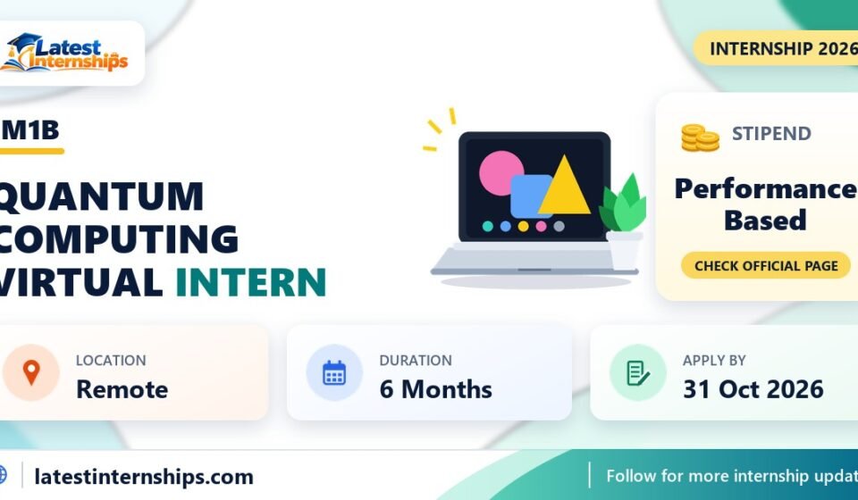 1M1B Quantum Computing Virtual internship banner with stipend, location, duration and last date