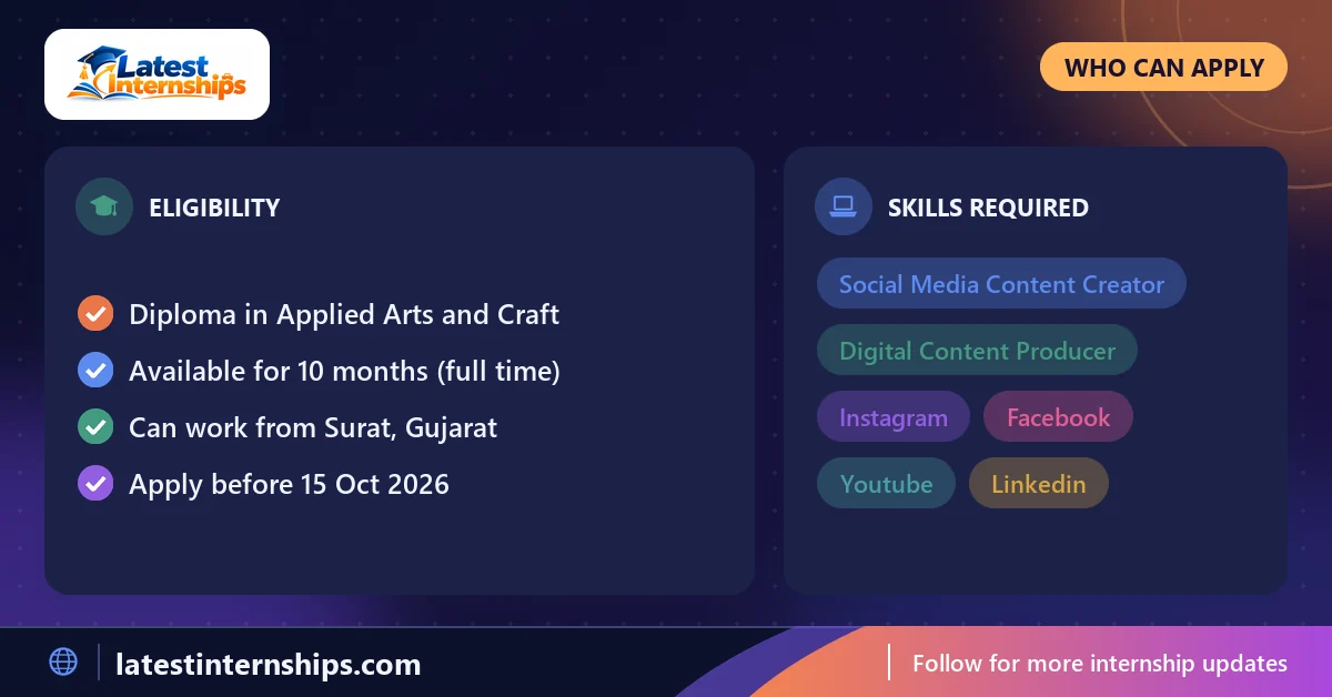 Eligibility checklist and skills for the Social Media Content Creator & Video Editor internship at Bhagwati Steel Building