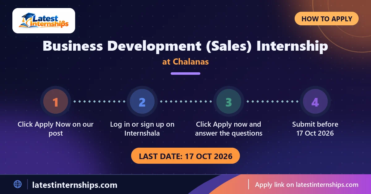 Steps to apply for the Chalanas Business Development (Sales) internship, last date 17 Oct 2026