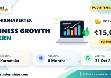 EDU Shikshavertex Business Growth internship banner with stipend, location, duration and last date
