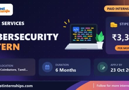 Ether Services Cybersecurity internship banner with stipend, location, duration and last date