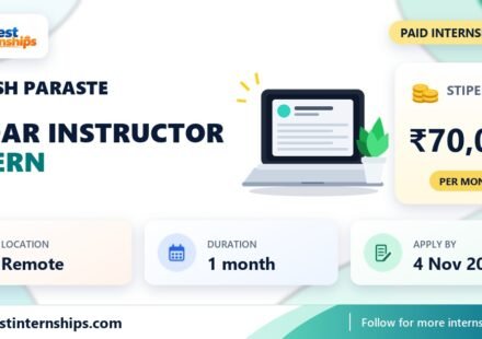Jaiyesh Paraste Radar Instructor internship banner with stipend, location, duration and last date