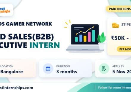 Kratos Gamer Network Field Sales(B2B) executive internship banner with stipend, location, duration and last date