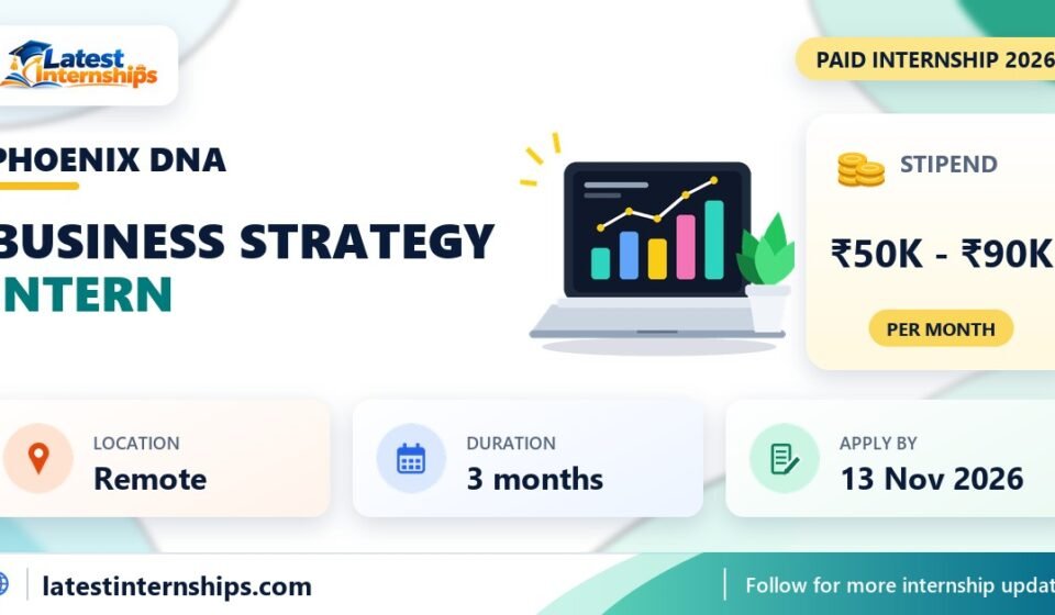 Phoenix DNA Business Strategy internship banner with stipend, location, duration and last date