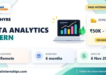 QuickHyre Data Analytics internship banner with stipend, location, duration and last date