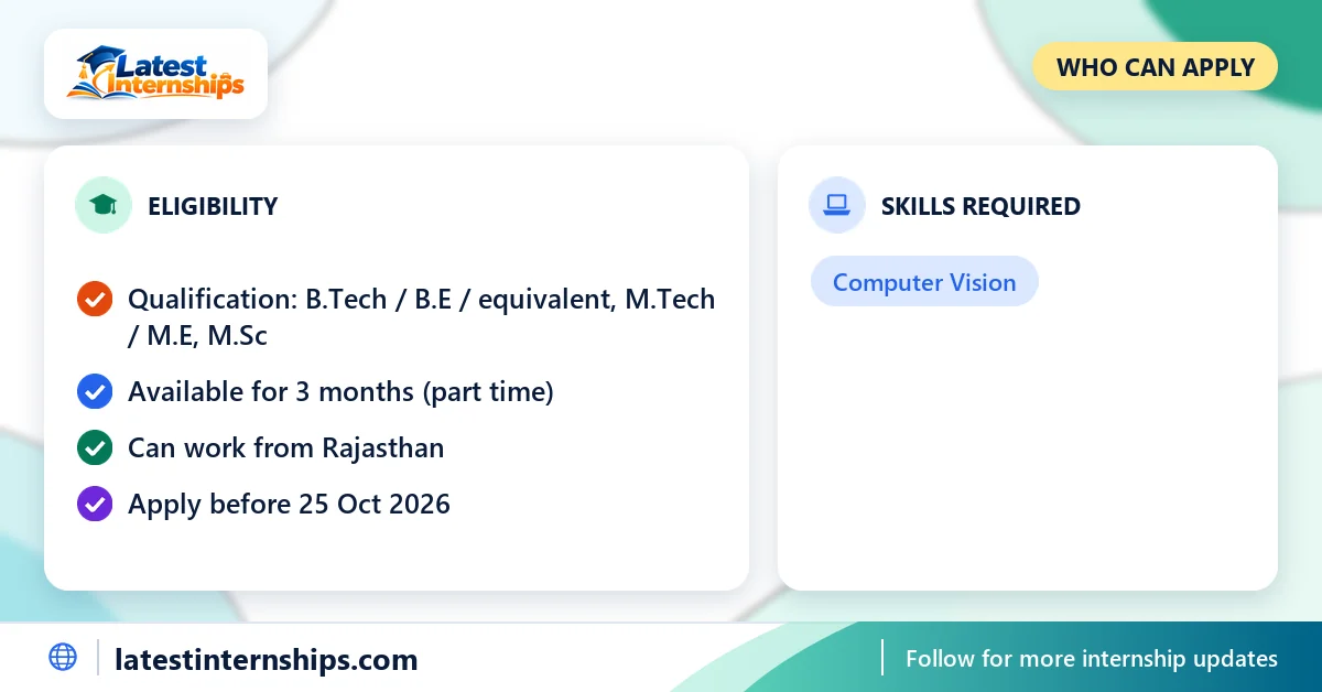 Eligibility checklist and skills for the Development of Automated Vehicle Trafficability Prediction and Mapping System using Satellite, GIS and Underwater Autonomous Vehicle Inputs internship at Sapta Shakti Command