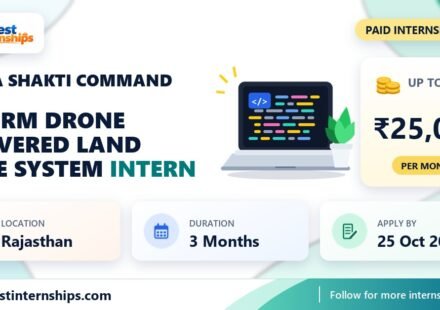 Sapta Shakti Command Swarm Drone Delivered Land Mine System internship banner with stipend, location, duration and last date