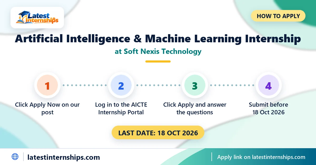 Steps to apply for the Soft Nexis Technology Artificial Intelligence & Machine Learning internship, last date 18 Oct 2026
