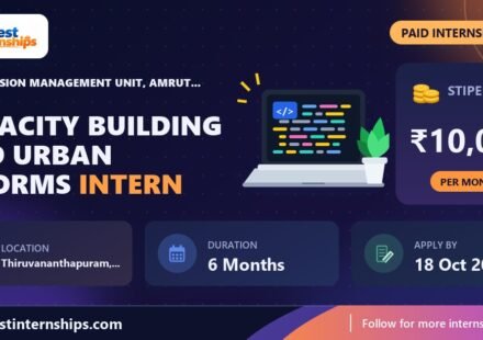 State Mission Management Unit, AMRUT Kerala Capacity Building and Urban Reforms internship banner with stipend, location, duration and last date