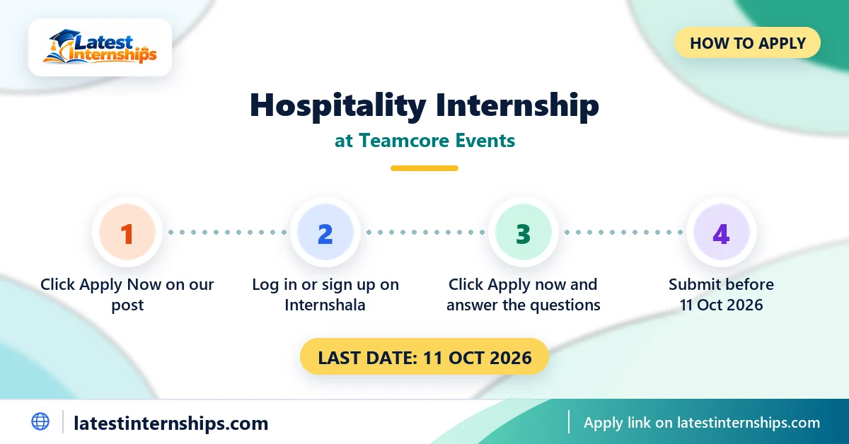 Steps to apply for the Teamcore Events Hospitality internship, last date 11 Oct 2026
