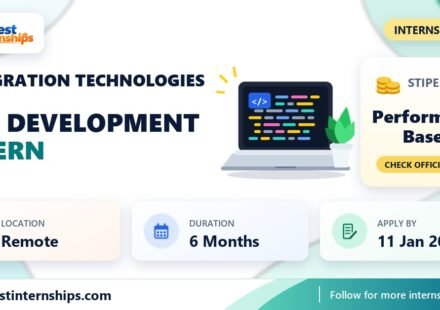 Techgration Technologies App Development internship banner with stipend, location, duration and last date