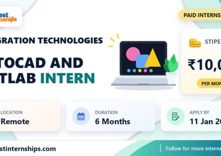 Techgration Technologies AutoCAD and MATLAB internship banner with stipend, location, duration and last date