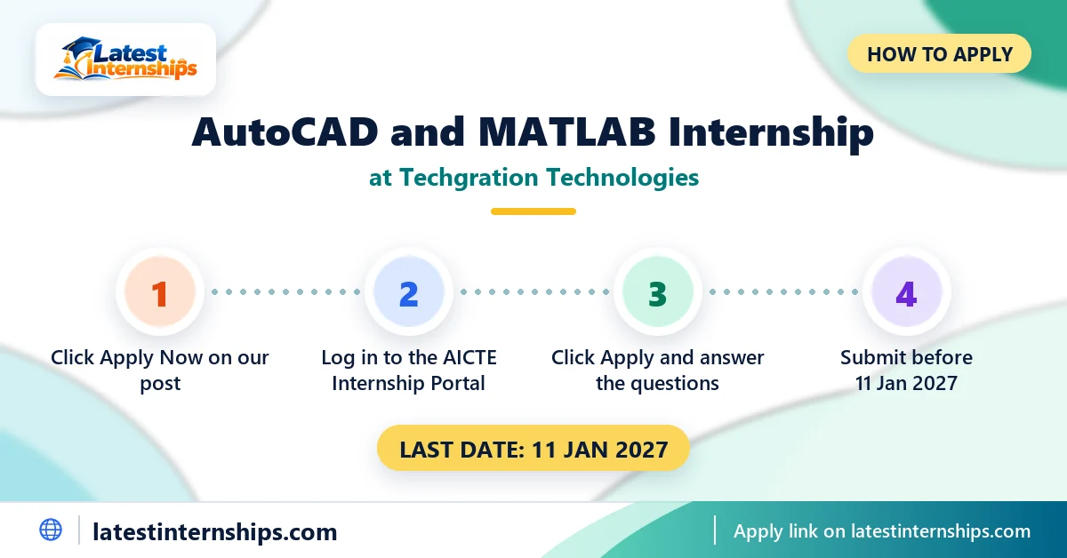 Steps to apply for the Techgration Technologies AutoCAD and MATLAB internship, last date 11 Jan 2027