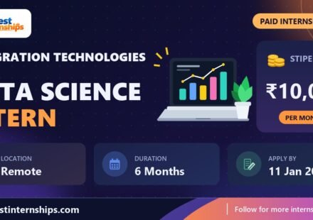 Techgration Technologies Data Science internship banner with stipend, location, duration and last date