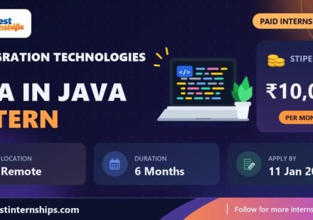 Techgration Technologies DSA in Java internship banner with stipend, location, duration and last date