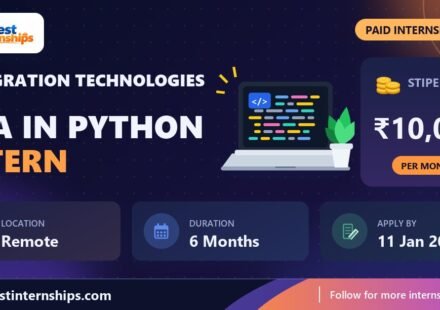 Techgration Technologies DSA in Python internship banner with stipend, location, duration and last date