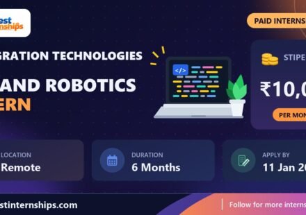 Techgration Technologies IoT and Robotics internship banner with stipend, location, duration and last date