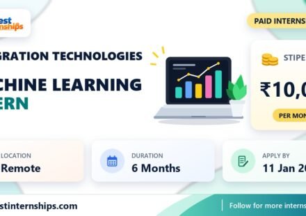 Techgration Technologies Machine Learning internship banner with stipend, location, duration and last date