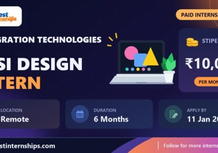 Techgration Technologies VLSI Design internship banner with stipend, location, duration and last date