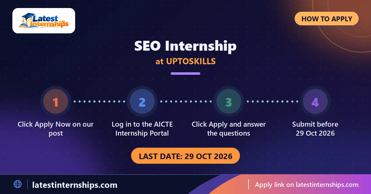 Steps to apply for the UPTOSKILLS SEO internship, last date 29 Oct 2026
