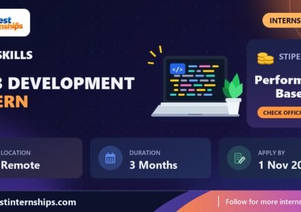 UPTOSKILLS WEB Development internship banner with stipend, location, duration and last date