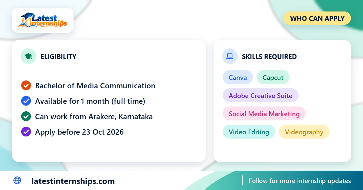 Eligibility checklist and skills for the Social Media Manager internship at VYBE CABS OPC