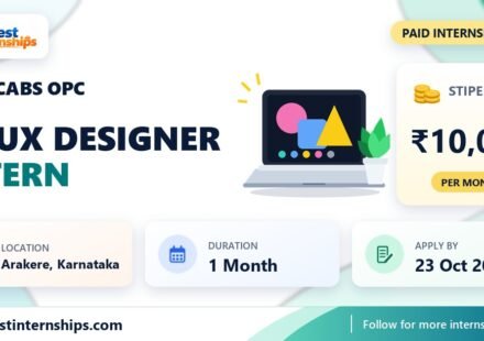 VYBE CABS OPC UI/UX Designer internship banner with stipend, location, duration and last date