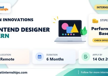 Xyzon Innovations Frontend Designer internship banner with stipend, location, duration and last date